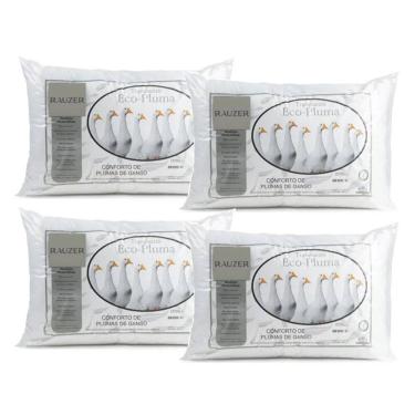 Imagem de Kit 4 Travesseiro Pluma Ganso Confortável Antiacaro 70x50cm