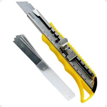 Imagem de Estilete De Plástico Profissional 16cmm + 3 Lâminas Extras - SQ Comérc