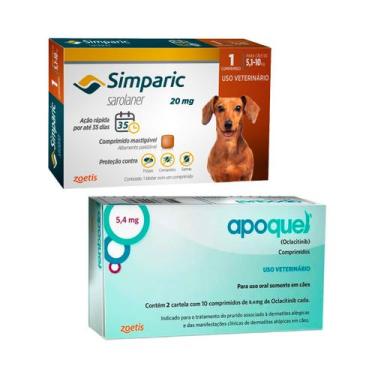 Imagem de Kit 1 Apoquel 5,4mg e 1 Simparic 20mg 5,1 a 10kg - Zoetis