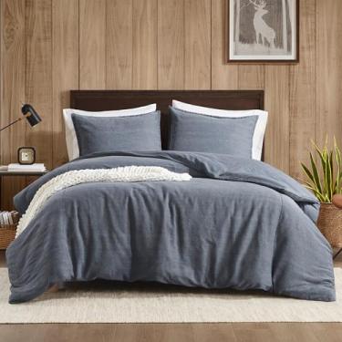 Imagem de Woolrich Conjunto de capa de edredom King de algodão lavado com pedra, capa de edredom grande para cama king size, capa de cama king size macia para todas as estações, McKenzie, King/Cal King, azul, 3