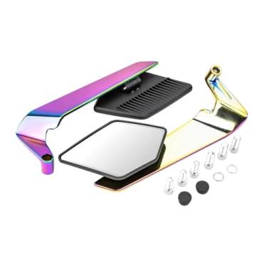 Imagem de predolo Espelhos retrovisores de motocicleta genéricos com parafusos M8 M10 Suporte de liga de alumínio Espelho lateral de asa de vento elegante ajustável, Multicolorido