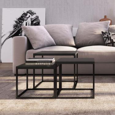 Imagem de Conjunto Mesa de Centro Cube 3 peças Estrutura Metálica Freedom Móvel 