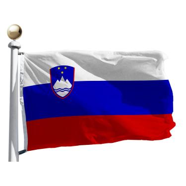 Imagem de Bandeira da Eslovena grande de 7,6 x 1,5 m, moderada ao ar livre em ambos os lados, poliéster de malha 100D, cabeçote de lona e costura dupla - ilhós de latão para fácil exibição, bandeiras de países eslovenos de 7,6 x 12,7 cm