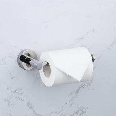 Imagem de Acessórios para banheiro cromados polidos, porta-escova de vaso sanitário, porta-toalhas, saboneteira, prateleira de vidro, gancho para parede, suporte para papel higiênico (suporte para papel)