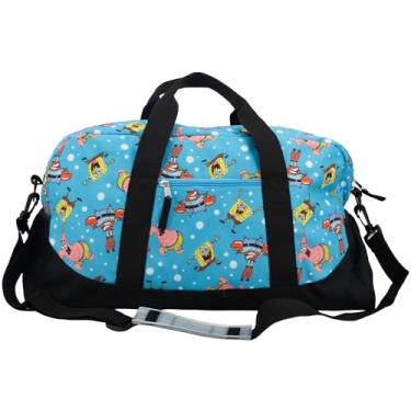 Imagem de Bolsa esportiva com personagens, bolsa de viagem do pijama de 40,6 cm para meninas, bolsa de fim de semana, bolsa de dança, Bob Esponja, 16" x 10" x 6.5", Duffle