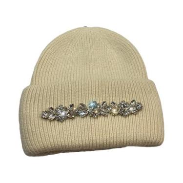Imagem de Chapéu de Inverno Feminino com Pele de Coelho - Gorro de Malha Quente,