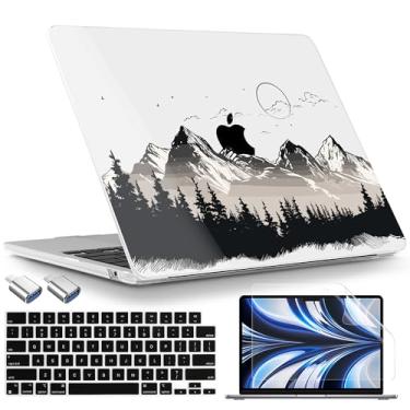 Imagem de TWOLSKOO Compatível com capa M4 MacBook Air 13,5 polegadas versão 2025-2022 M4 A3240 M3 A3113 M2 A2681, capa rígida de plástico, capa de teclado, adaptador tipo C e protetor de tela, Mountain View