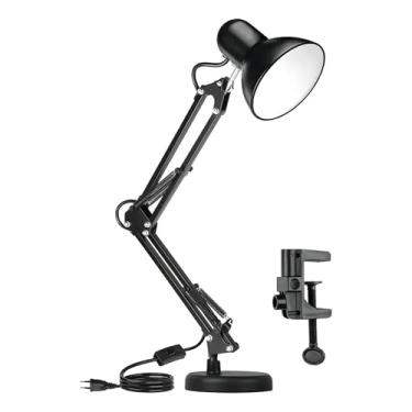Imagem de Abajur Luminária de Mesa Articulável com Braço Articulado, Base e Garra Bivolt - Ideal para Escritório, Quarto, Trabalho, Estudo, Leitura (Preto)