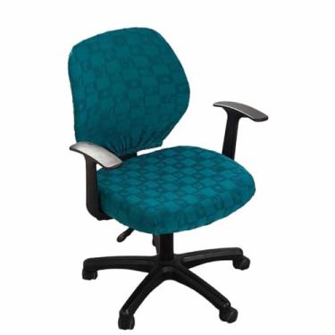 Imagem de Capa para cadeira de escritório, macia, elástica, lavável, braço de mesa, proteção à prova de poeira (verde escuro)