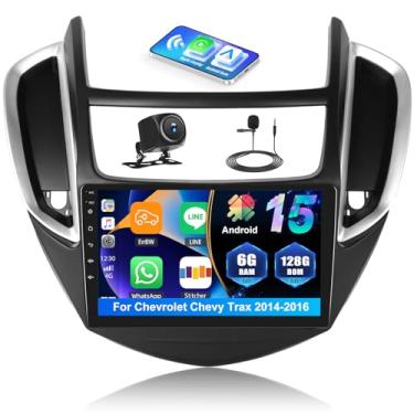 Imagem de [6 + 128 G] Estéreo automotivo Android 15 de 8 núcleos para Chevrolet Chevy Trax 2014-2016 com carro sem fio e Android Auto, rádio automotivo de 22 polegadas com link espelhado Bluetooth FM/RDS WiFi