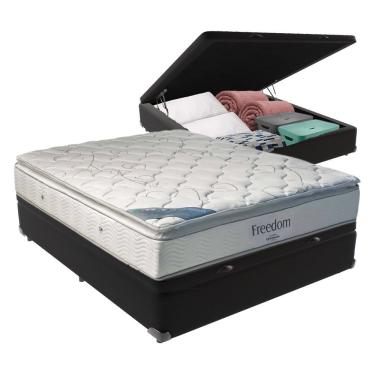 Imagem de Cama Box Com Baú Casal E Colchão Freedom Ortobom D33 Preto