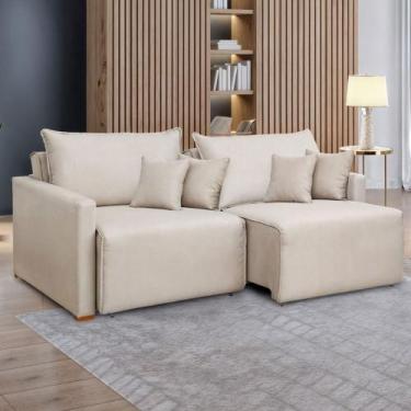 Imagem de Sofá Cama 3 Lugares Júlia Retrátil e Reclinável Linho/Cru - Celflex, B