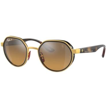 Imagem de Ray-Ban Pacote de óculos de sol RB3703M: RB 3703M F076A2 Matte Arista Brown espelhado cinza e coleira universal de silicone antiderrapante