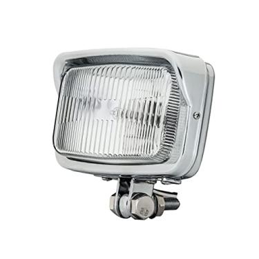 Imagem de BOSYCY Farol de motocicleta vintage de 16,5 cm atualizado com foco frontal de LED, viseira quadrada cromada, montagem inferior - ajuste universal para Chopper Bobber Cafe Racer Harley Suzuki Kawasaki