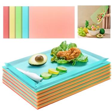 Imagem de LemonRoad Pacote com 30 tábuas de corte coloridas descartáveis de 43 x 30 cm para cozinha, tábuas de corte dobráveis com vincos embutidos, tapetes de plástico flexíveis para cozinha e uso comercial