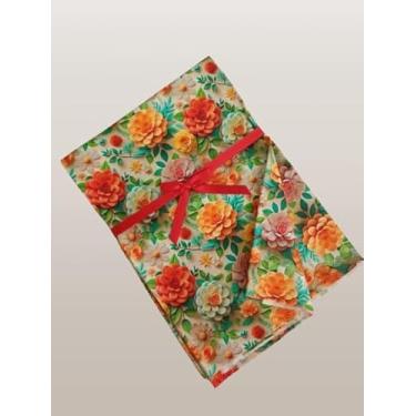 Imagem de Cinderela Tecido Tricoline Digital, 1,50 largura, unidade de 0,55 comprimento, Estampado Jardim de Flores Coloridas de papel