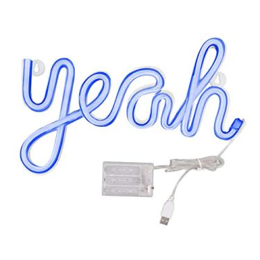 Imagem de LED NEON SIGN Sim, forma de parede decoração neon noite uniforme uniforme sinal de iluminação macia led para festa em casa decoração de natal pvc Abs material de 18 cm de altura (Luz azul)