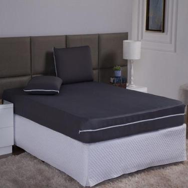 Imagem de Capa de Colchão Solteiro 25cm + Fronha com Zíper Malha Lisa 2 Peças - 