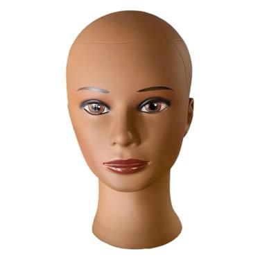 Imagem de harayaa Suporte de exposição de cabeça de manequim feminino para perucas, modelo careca multifuncional, suporte para fones de ouvido, óculos de sol, Pele Escura