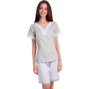 Imagem de Jaleco Camareira Limpeza Mangas Curtas Bege