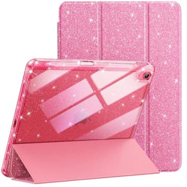 Imagem de JETech Capa Glitter para iPad (A16) 11ª/10ª Geração (2025/2022) com Porta-Pencil, Case Fina e Fofa para Crianças e Meninas, Concha Traseira Transparente e Brilhante (Rosa)