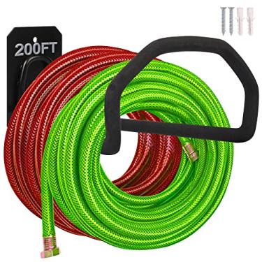 Imagem de PeoMev Suporte de mangueira resistente de parede para uso externo, suporte de mangueira resistente para armazenamento de mangueira de jardim e cabos de extensão