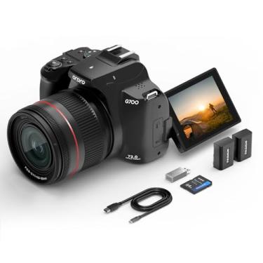 Imagem de Câmera digital 4K para fotografia e vídeo, câmera de zoom óptico de 12x com tela flip, câmera de vlogging com tela sensível ao toque WiFi de 64 MP com flash, cartão de 64 GB, bateria de 1700 mAH