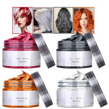 Imagem de Cera temporária de cor de cabelo preto, spray de cor de cera de cabelo branco, tinta de cabelo laranja - Argila de cabelo vermelho para cosplay, festa, baile de máscaras, Halloween, Natal, presente