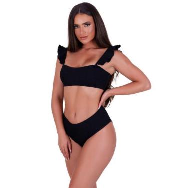 Imagem de Biquini Cropped e Calcinha Alta Tendência Alça Babado Verão - Naka Mod