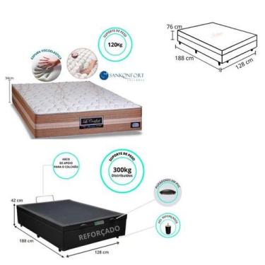 Imagem de Conjunto Cama Box Baú Casal Viúva + Colchão Sankonfort Le Confort 128x