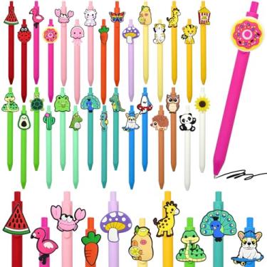 Imagem de 30 canetas fofas a granel para crianças, canetas esferográficas kawaii divertidas de tinta preta para aniversários e lembrancinhas de festa infantil, presentes para professores, materiais escolares