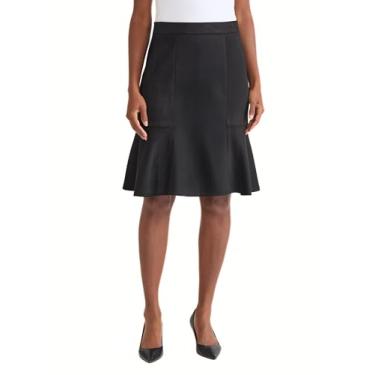 Imagem de Kasper Saia feminina de camurça sintética sem fecho, Preto, M