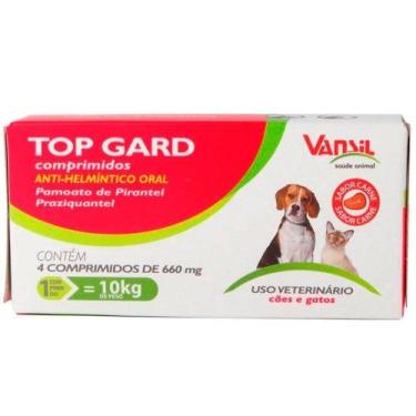 Imagem de Top Gard 660mg Vansil Vermifugo para Cães e Gatos 4 Comprimidos