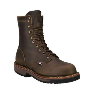 Imagem de Silverado Bota masculina de trabalho com cadarço de 20 cm com bico macio - 7710, Marrom, 12 Wide