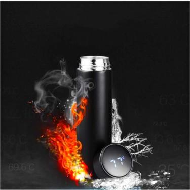 Imagem de Garrafa Térmica Inox A Vácuo Termômetro Display Led 500 ML Cor:Preto -