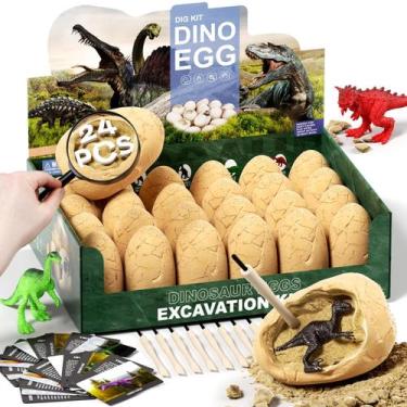 Imagem de Kit de escavação de ovos de dinossauro Uregoio 24 brinquedos com lupa 