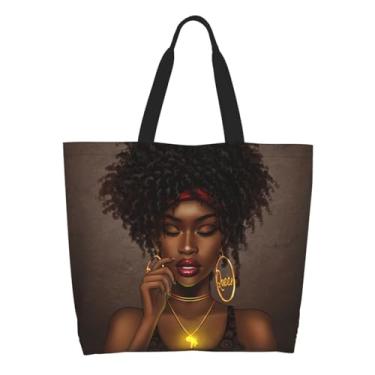 Imagem de ABC ARTES Bolsa feminina afro-americana, bolsa de ombro leve para viagens, trabalho, academia, Melanin Queen, One Size