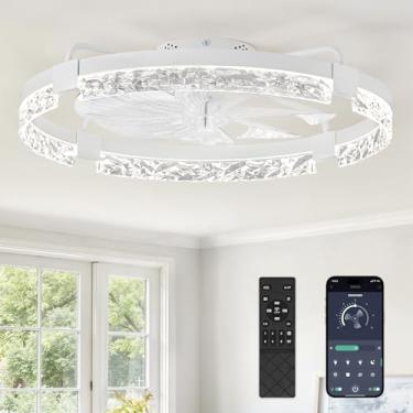 Imagem de ZMISHIBO Ventiladores de teto com luzes | Ventilador de teto de perfil baixo de 61.0 cm com luz e controle remoto | Luz de ventilador de montagem embutida moderna regulável 3CCT com alto fluxo de ar