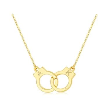 Imagem de M MOOHAM Colar feminino com duas iniciais algemas, banhado a ouro 14K, duas letras, amizade, melhor amigo, joias personalizadas, presentes de aniversário para mulheres, melhores amigas, casais, Latão