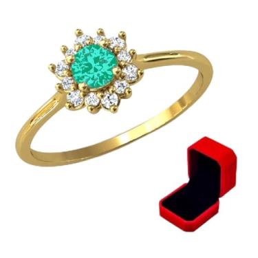 Imagem de Anel Formatura Ensino Médio Turmalina Verde Banhado a Ouro 18k - Acompanha caixinha Veludo Vermelha (22)