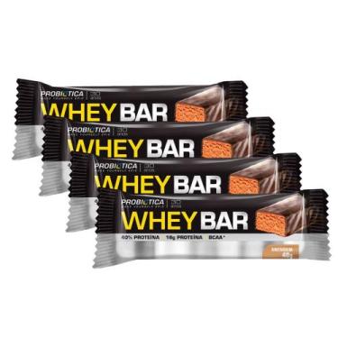 Imagem de Kit 4 Barra de Proteína Whey Bar High Protein Probiótica Amendoim com 