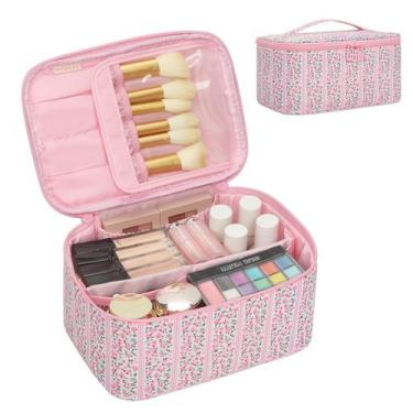 Imagem de Bolsa de maquiagem OCHEAL Travel Cosmetic Organizer rosa floral