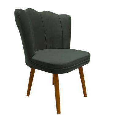 Imagem de Cadeira Decorativa Pétala Reta Veludo Premium Pés Retrô - Bela Móveis,