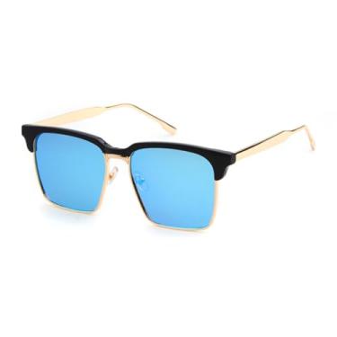 Imagem de VFDHN Óculos de sol de armação de metal meia armação feminino masculino retrô filme colorido (2)