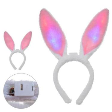 Imagem de Tiara De Coelho Pascoa Fantasia Arco Com Led Infantil E Adulto - Bela 