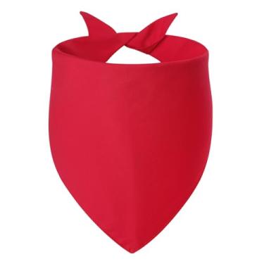 Imagem de Agroon Bandanas para cães em branco vermelhas pequenas 1 peça, lenço de algodão sólido DIY, lenço de babador reversível triangular durável para filhotes, presente personalizado de aniversário/festa