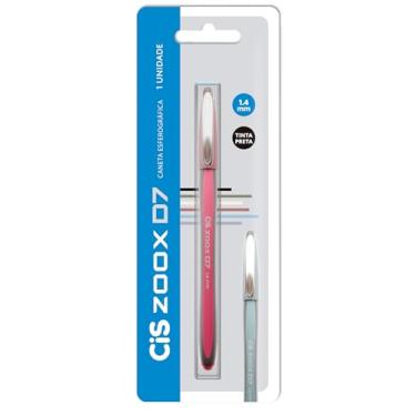 Imagem de Caneta Esferográfica CIS ZOOX D7 1.4mm, Corpo Rosa - Tinta Preta, Blister com 1 unidade