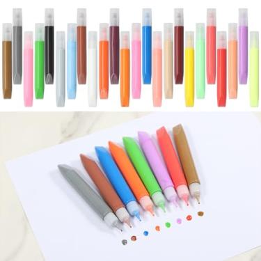 Imagem de DJAPWPX Canetas de tinta Suncatcher, conjunto de canetas marcadoras de tinta de 24 cores, faça você mesmo, canetas de tinta acrílica coloridas, marcadores de tinta práticos para projetos de arte