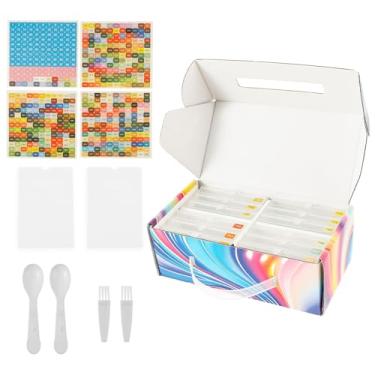 Imagem de Caixa organizadora de arte de diamante com tampa, escova de colher, acessório de arte de diamante, pacote para categorização de armazenamento de contas (transparente, 12 peças)