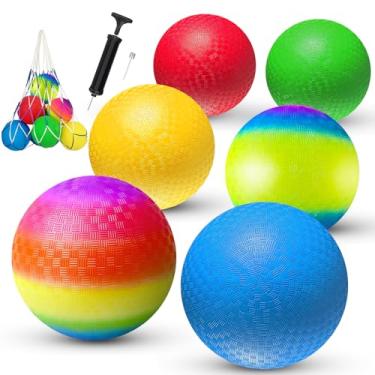 Imagem de Bolas de brinquedo de 21 cm para crianças e adultos, pacote com 6 bolas infláveis de borracha, Dodgeball, handebol para escola, recreação, educação física, jogos ao ar livre, playground e quintal